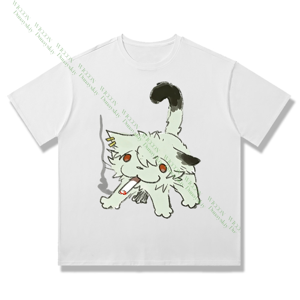 Chainsmoker Cat Yaniko Satou C - Anime Merchandise T-Shirts ulasan dan harga