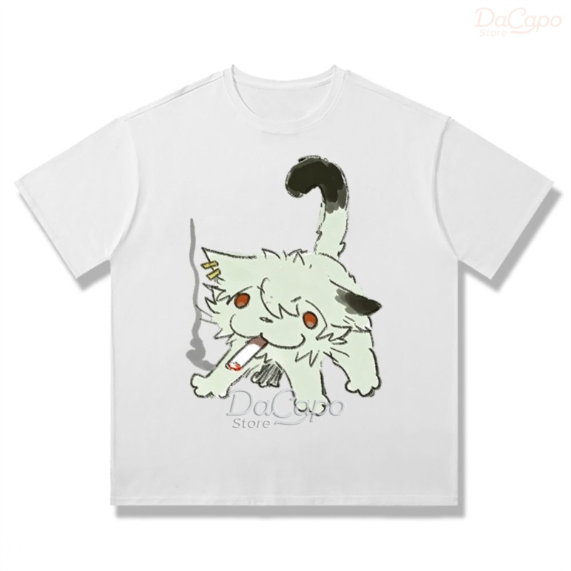 Chainsmoker Cat Yaniko Satou C - Anime Merchandise T-Shirts ulasan dan harga